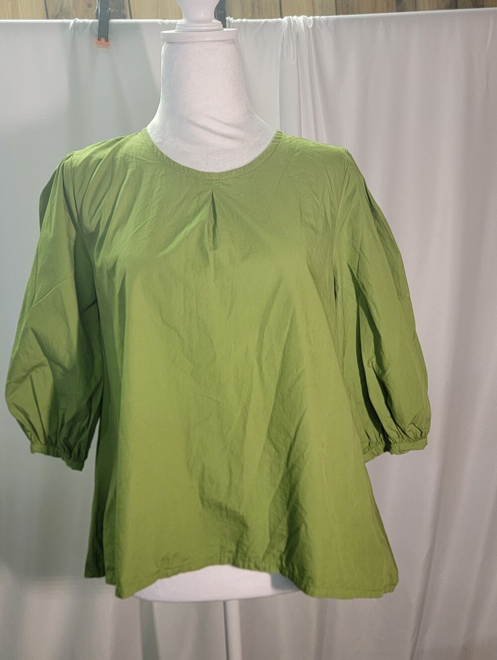 Bryn Walker Chartreuse Green  3/4 Sleeve Boxy 100% Organic Cotton Short Top XXS